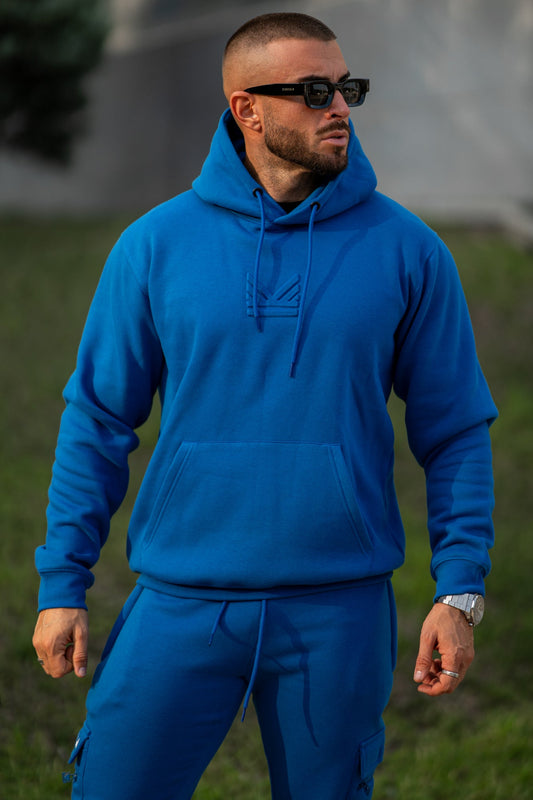 Monte Carlo Embossed Cotton Hoodie - Dark Blue