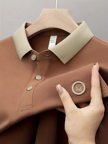 Contrast Cotton Polo - Peach Brown