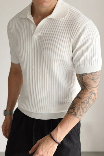 Azure Dropneedle Texture Polo - Cream