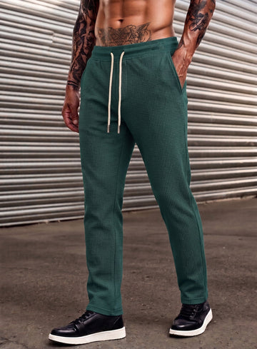 Classic Waffle Knit Trouser - Teal Green