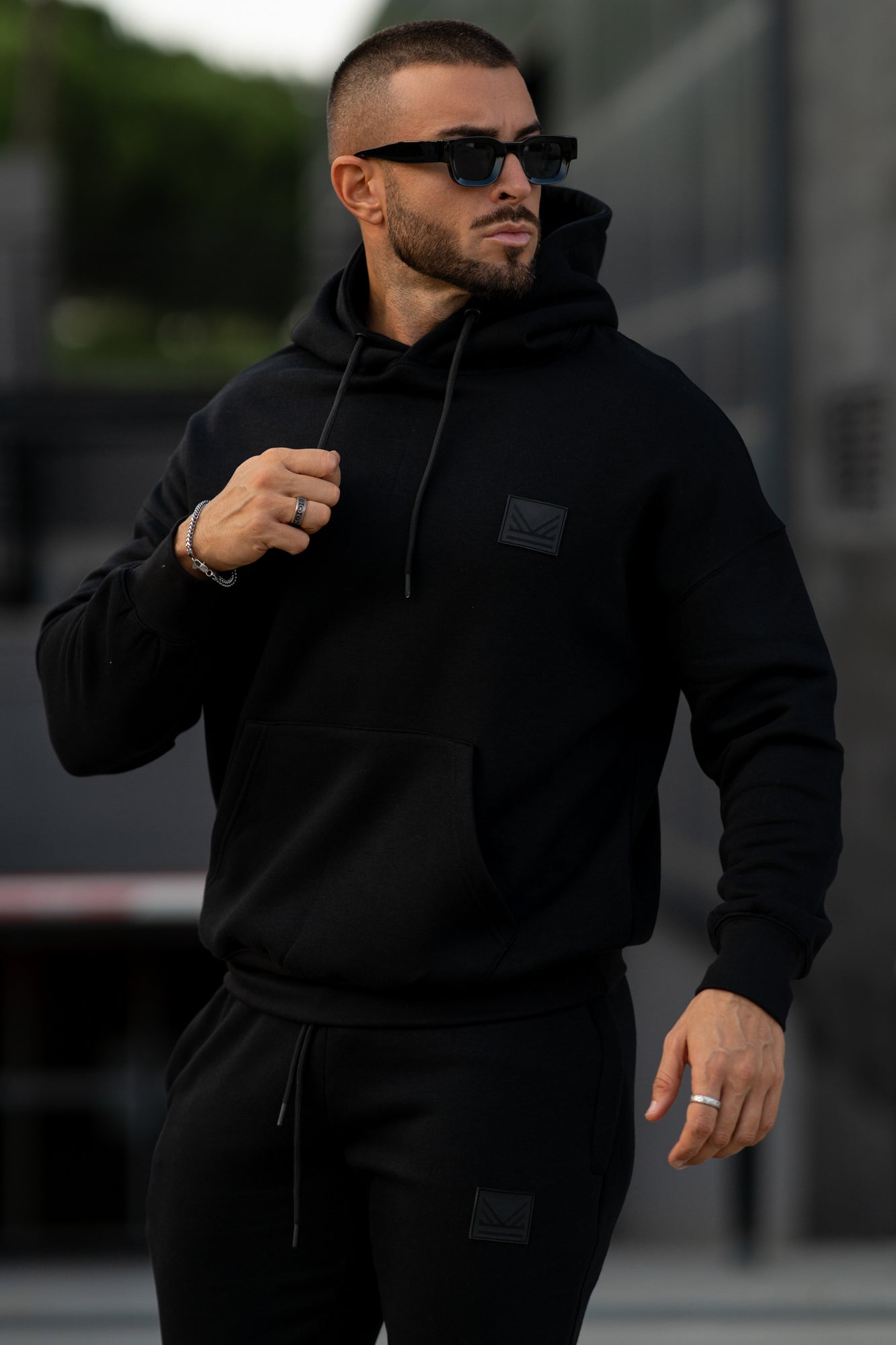 All Black Dropshoulder Cotton Hoodie