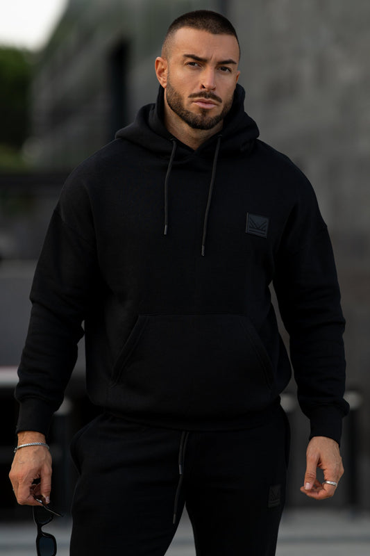 All Black Dropshoulder Cotton Hoodie