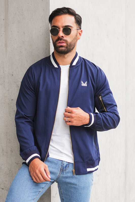Imported Lightweight Twill Woven Bomber - Navy