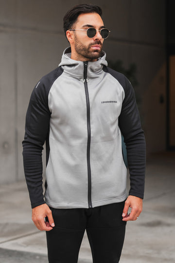 Alpha Raglan Cotton Hoodie - Silver