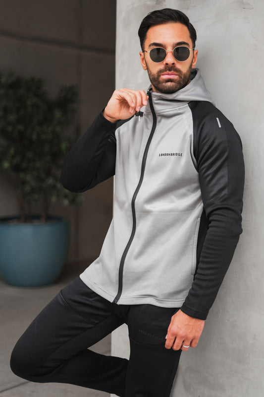 Alpha Raglan Cotton Hoodie - Silver